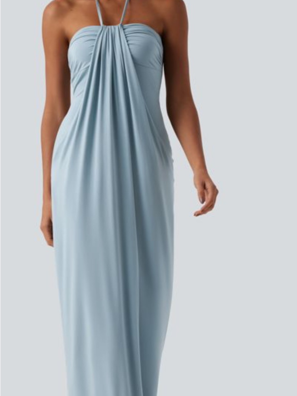 HALARA Light Blue Maxi Halter Backless Dress Women’s Sz Medium NWT
